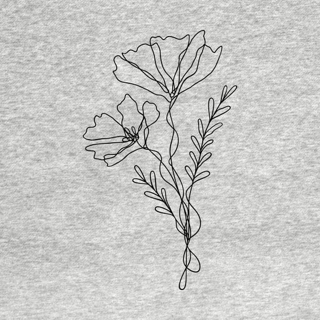 Wildflower Line Art | Floral Botanical Minimalist Lineart by RachelFCreative